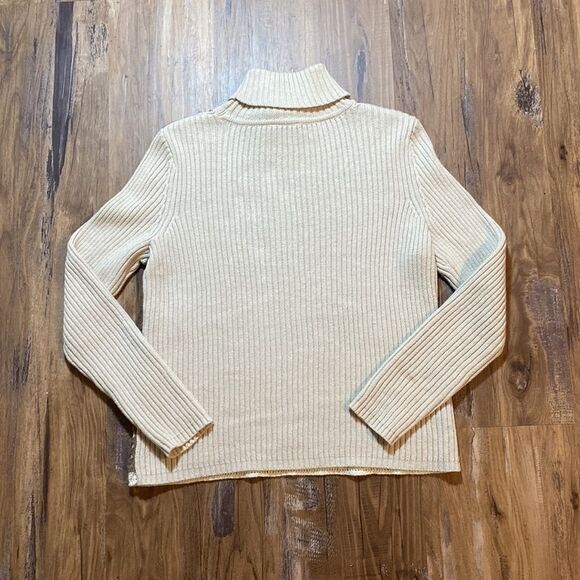 Vintage Liz Claiborne Crochet Ribbed Turtleneck Sweater - Picture 2 of 8